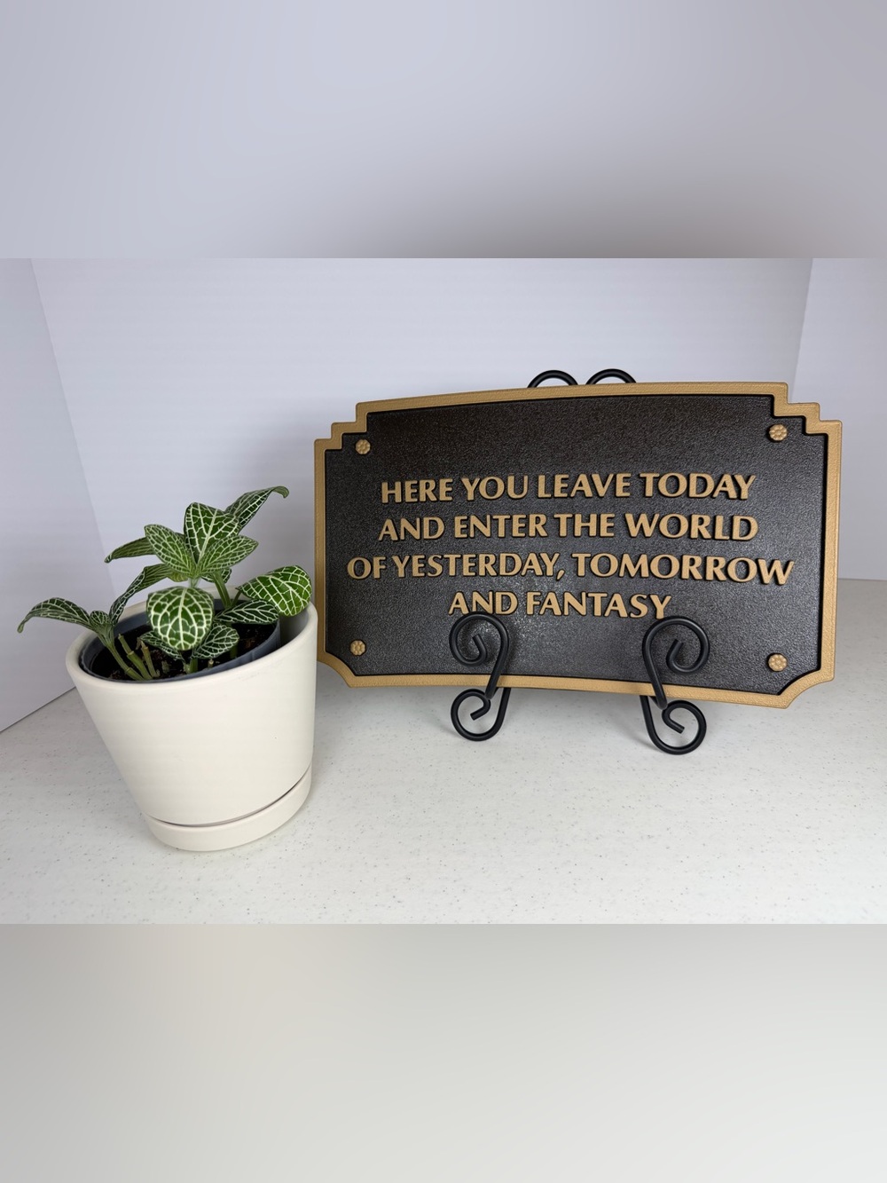 Disney Inspirational Wall Plaque Here You Leave Today Tomorrow & Fantasy